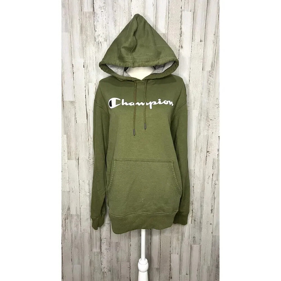Champion‎ Men's Medium Green Logo Pullover Hoodie - Picture 1 of 5